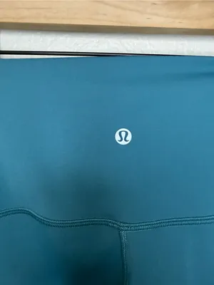 Lululemon Wunder Under Crop HR Roll Down Scallop Luxtreme Leggings 8 Teal thumbnail 5