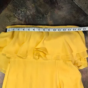 Lovers + Friends Women’s Yellow Strapless Ruffle High Slit in Front Jeadora Gown thumbnail 4