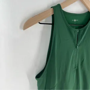 Lou & Grey Stretch‎ Woven Forest Green Sleeveless Zip Neck Mini Dress Size S thumbnail 4
