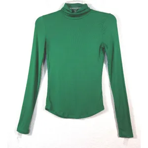 Aritzia Sunday Best Freshman Turtleneck Small Green Ribbed Long Sleeve Top thumbnail 1
