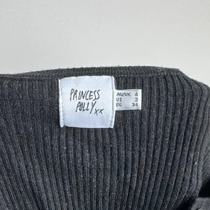 Princess Polly Black Ribbed Knit Crop Top Size 2 thumbnail 3