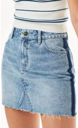 Pacsun denim blue deconstructed mini skirt size 26”‎ Size 2 festival concert thumbnail 1
