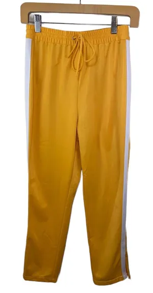 Lovers + Friends Yellow Track Jogger Pants Stripe Zip Ankle Small Festival thumbnail 1