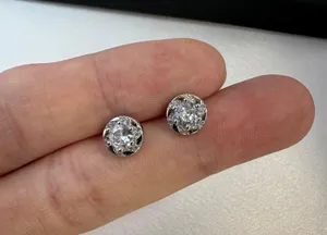 8mm CZ Stud Earrings for Men Women,Streetwear Hip Hop Unisex Earrings thumbnail 5