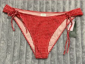 Wild Fable Red Gingham Tie-Side Bikini Bottom — Size XL (16) — NWT thumbnail 1