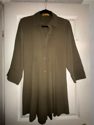 Alice + Olivia Pintuck Button-Front Pleated Shirt Dress Tunic Mini Dress size SM thumbnail 2
