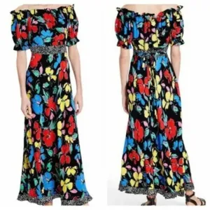 RIXO for target bright colorful floral off the shoulder maxi dress 24W/26W plus thumbnail 10