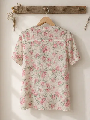 BiBi Pink Floral Short Sleeve Crewneck Top thumbnail 2
