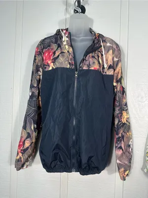 Women’s Blue Floral Windbreaker Size 2XL EUC thumbnail 2