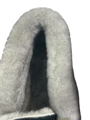 LL Bean Wicked Good Moccasins Black 8M hard sole fur lined thumbnail 4