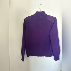 Lauren Ralph Lauren Cotton Sweater Purple Full Zip Turtleneck Large thumbnail 12