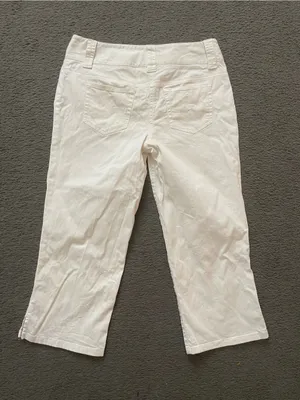 LOFT White Cropped Capris with Triple-Button Waist thumbnail 2