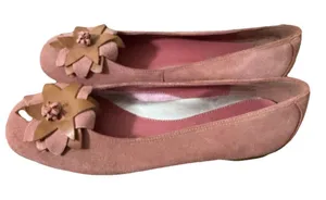 Connie Pink /brown Suede leather Women Flat 5.5M unique flower Made‎ In Brazil thumbnail 1