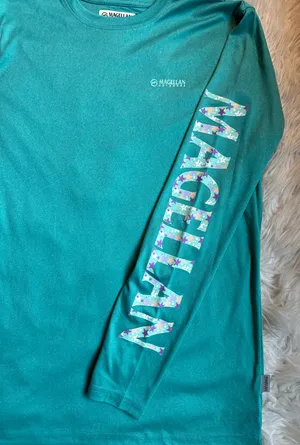 Magellan Outdoors Fish Gear Women's Size S Boyfriend Fit Teal Moisture Wicking Logo Shirt thumbnail 7