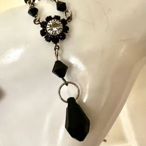 Black beaded drop pendant necklace thumbnail 10