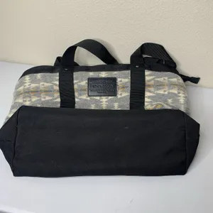 Pendleton Cowhide Leather Wool Travel Tote Zip Black Western thumbnail 4