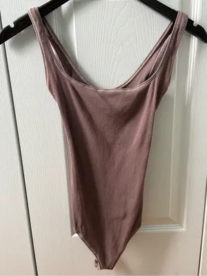 Skims Rib Scoop Tank Bodysuit in Umber/Mauve thumbnail 2
