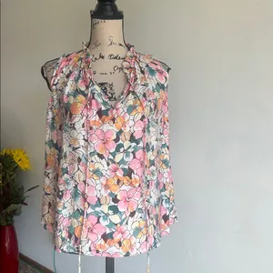 The Korner Floral Sleeveless Ruffle Collar Blouse Size Small NWT thumbnail 3