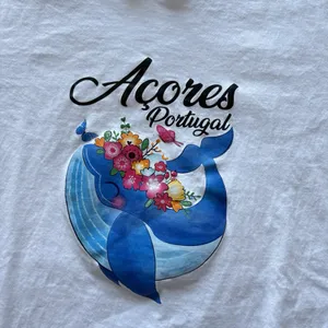 Womens Size Medium Short Sleeve T-Shirt Tee‎ White Acores Portugal 100% Cotton thumbnail 2
