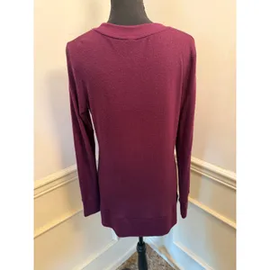 Alo Yoga Glimpse Long Sleeve Crewneck Pullover Deep Plum Burgundy Sweater Top thumbnail 5