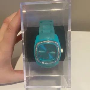 TKO Square‎ Face Watch with Silicone and Rhinestones Aqua Blue EUC thumbnail 8
