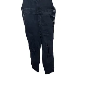 Old Navy Distressed Black Denim Overalls Ripped Knee Pockets Casual‎ Women's 8 thumbnail 3