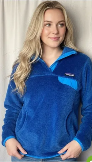 Patagonia Women’s Cozy Royal Blue Fleece Retool Snap T Pullover Gorpcore S thumbnail 1