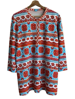 J. McLaughlin For Dillards Mini Dress XL Geo Print Long Sleeves Colorful Tunic thumbnail 1