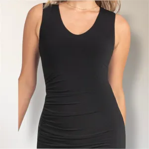 Honeylove InnerPower Shaping Midi Dress M Black Ruched Crepe Cocktail Attire NWT thumbnail 3