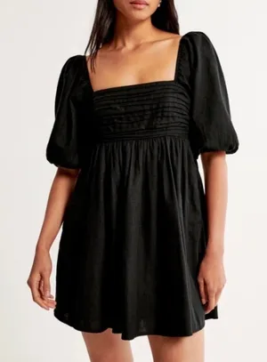 Abercrombie Black Puff Sleeve Mini Dress thumbnail 1