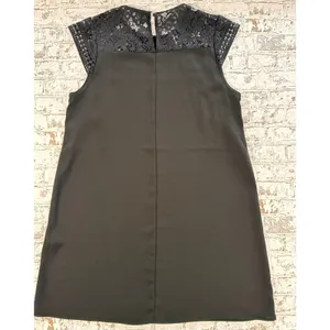 Zara Black Lace Trim Shift Dress Womens‎ Small Sleeveless Crochet Mini Dress thumbnail 2