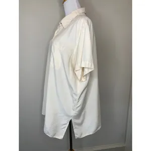 Cream Jacque & Koko Silk Short Sleeve Button Up Shirt Sz 18/20 thumbnail 3
