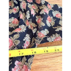 Reformation Floral Midi Dress Tie Neck Long‎ Sleeve Slit Black Size 0 thumbnail 6