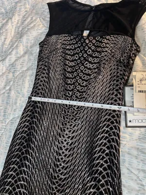 Jump Apparel Black Gold Metallic Art Deco Mesh Dress Juniors 1/2 NWT thumbnail 9