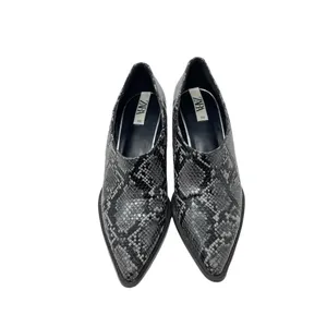 Zara Snakeskin Cowboy Heeled Ankle Booties Black Gray Size 38 / US‎ 7.5 thumbnail 2