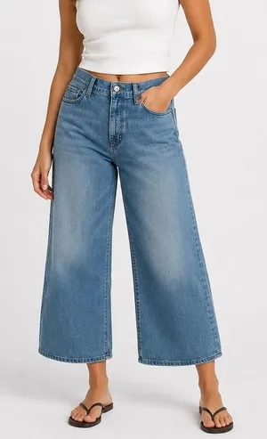 Frame Le Slim Palazzo Wide Leg Cropped Jeans Honeymoon Light Blue LSP814 Size 31 thumbnail 1
