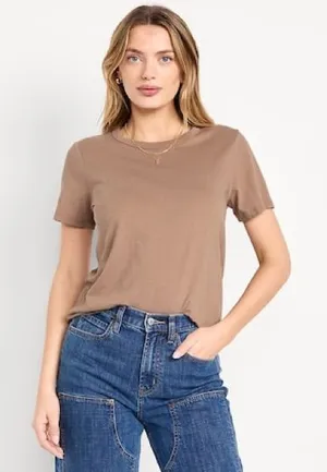 NWT Old Navy EveryWear Tee Size Medium Brown Crewneck Relaxed Cotton Basic thumbnail 1