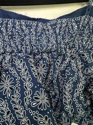 Zara Blue and White Floral Eyelet Cami Bubble Hem Crop Top Size M thumbnail 6