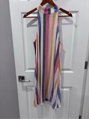 Anthropologie Cloth & Stone Multi-Stripe Halter Dress -size‎ Medium thumbnail 3