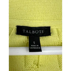 Talbot's Yellow Cable Knit Johnny Collar Pullover Sweater Preppy Old Money Small thumbnail 7