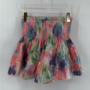 Queen of Sparkles rainbow tie dye smocked party club shorts size xs‎ thumbnail 2