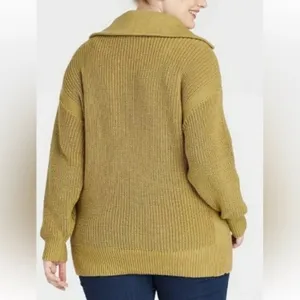 Ava & Viv Quarter Zip Shaker Stitch Pullover Sweater Moss Green Size X / 14W thumbnail 2