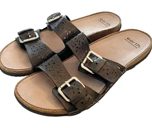 Earth Size 10 Black Sand‎ Antigua Perforated Buckle Slide Sandal Shoes thumbnail 1