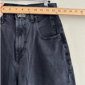 7 For All Mankind Jennifer Beaded Baggy Jeans Wide Leg Women's 26 Faded Black thumbnail 13