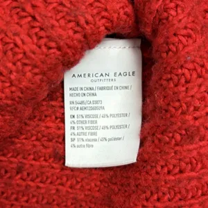 American Eagle Knit Crewneck Sweater Women's XXS Red Oversized Cozycore Academia thumbnail 8