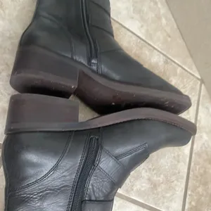 Lucky Brand Katriny Black Leather Triple Buckle Moto Boots Square Toe 7.5M EUC thumbnail 5