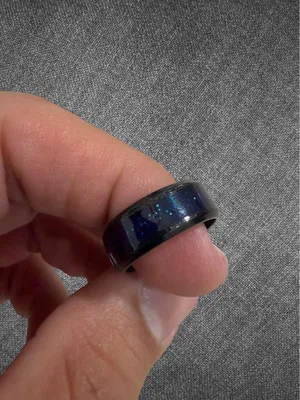 Blue Galaxy Glitter Inlay Band Ring Size 8 - Unisex thumbnail 7