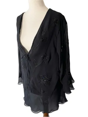 VINTAGE SILKLAND Witchy 100% Silk Top thumbnail 2