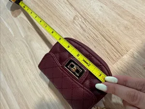 Quilted Mini Crossbody Bag in Burgundy with Gold Chain NWT thumbnail 6