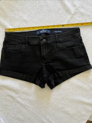 Hollister Women's Black Roll-Cuff Denim Shorts thumbnail 3